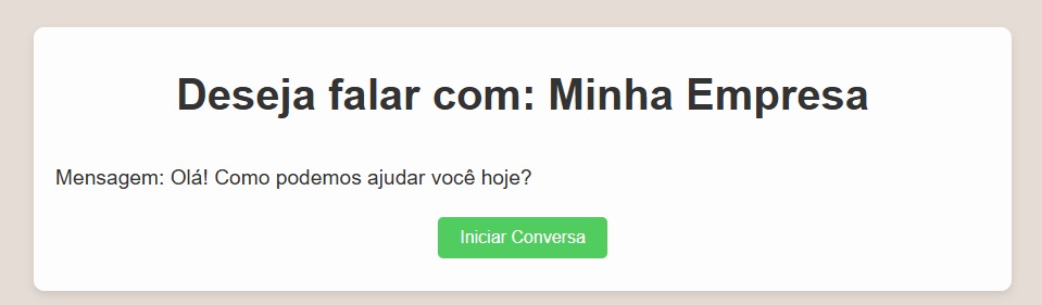 Página com botão de iniciar conversa